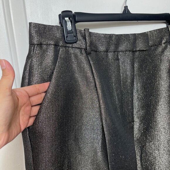 New Reiss Sienna Sparkle Tapered Trousers in Gold Size 12 - Picture 10 of 13